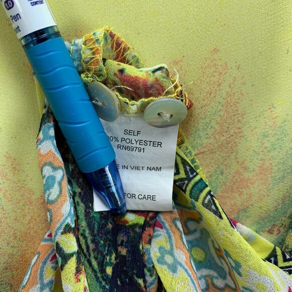 Fig & Flower Anthropologie Blouse Top Womens 2X Yellow Pullover Chiffon Layered - Picture 15 of 16